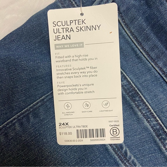 Athleta Sculptek Distressed Skinny Jeans All Around Stretch High Rise Size 24X - Picture 12 of 12